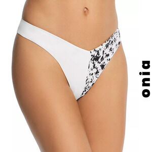 Onia Swim NWT Carmen Reversible Black White V-Waist Bikini Bottom Large‎